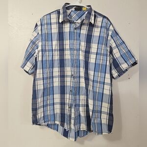 Cabelas Blue And White Plaid Button Down Polo Shirt!